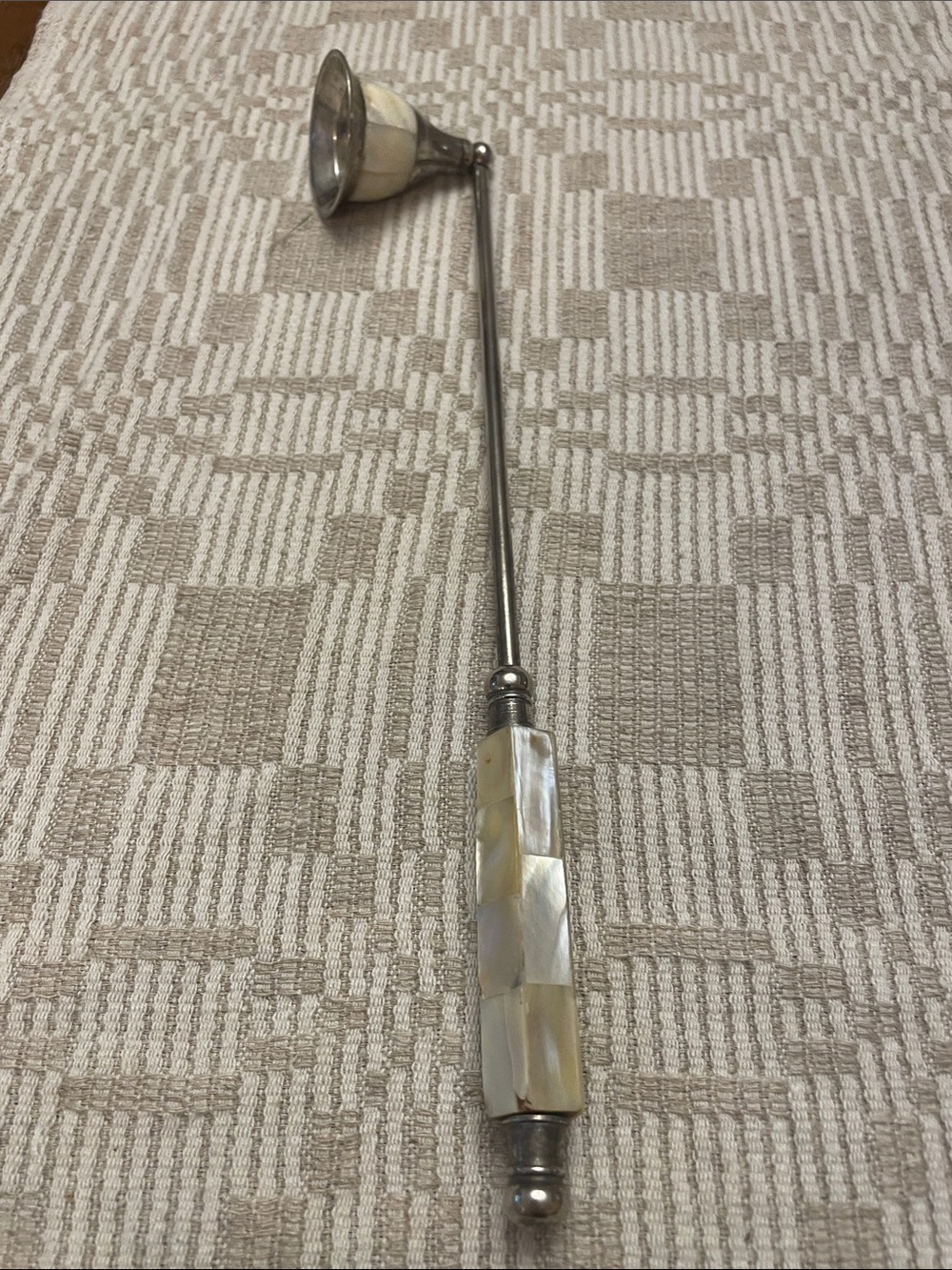 Vintage Mother of Pearl Candle Snuffer with Silver Tone Handle - Home Accents